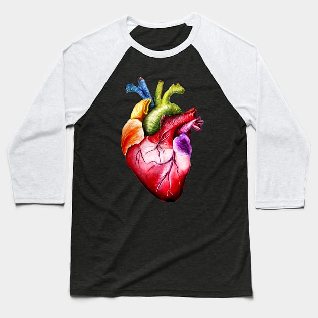 Rainbow Heart Baseball T-Shirt by hrzsjostrom